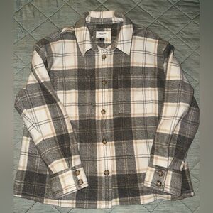 American Eagle Outfitters Gray and Cream Checkered Shacket